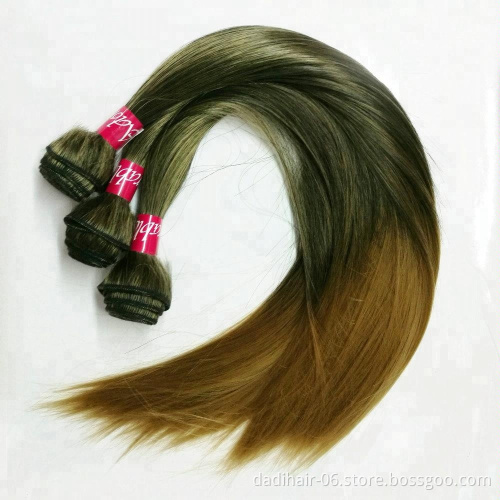 silk straight heat resistant fiber mixed two tone color T1b27 cheap hair bundles 100g,synthetic hair weave can be dyed